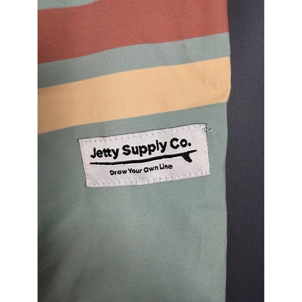 NWT Jetty Atlantic Boardshorts Swim Trunks Mens 32 Fog Green Striped Oystex